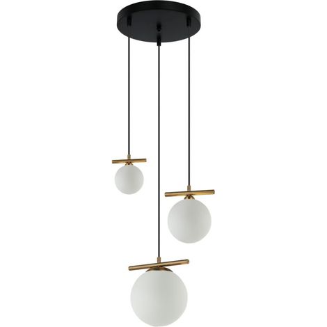 Lampada sospesa Italux Merseta bronzo, sfere bianche (1/2)