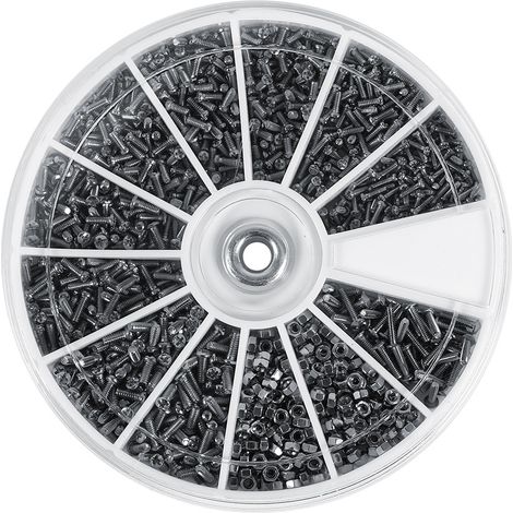 600 pièces 12 sortes de petites vis écrous Kit d'assortiment M1 M1.2 M1.4 M1.6 pour montres lunettes (1/5)