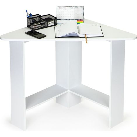 Escritorio de computadora de esquina blanco moderno