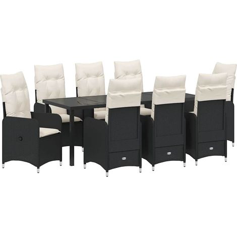 Maison Exclusive - Set da Pranzo per Giardino 9 pcs Nero polyrattan
