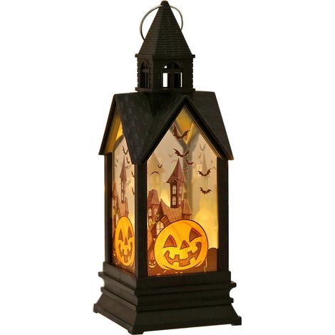 Lanternes décoratives d'Halloween : lanternes citrouilles, bougies LED, bougies scintillantes sans flamme, décorations de jardin d'Halloween (1/5)