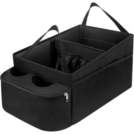 Organisateur de voiture pour les sièges avant et arrière, pliable boîte d'organisateur de voiture pour adultes et enfants, avec porte-gobelets, poignées et poches multiples, pour jouets, collations (1/5)