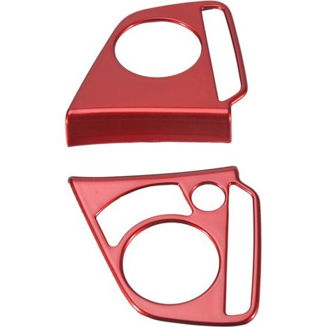 Two red ABS high-end steering wheel trim covers, steering wheel button covers, and automotive interior trim pieces. (1/4)