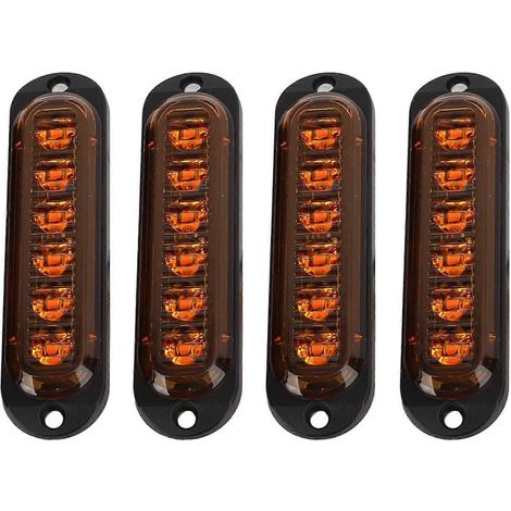 4Pcs Feux latéraux camion 90LM haute luminosité IP65 étanches 6 LEDs lumière d'urgence camion 12-24V (1/4)