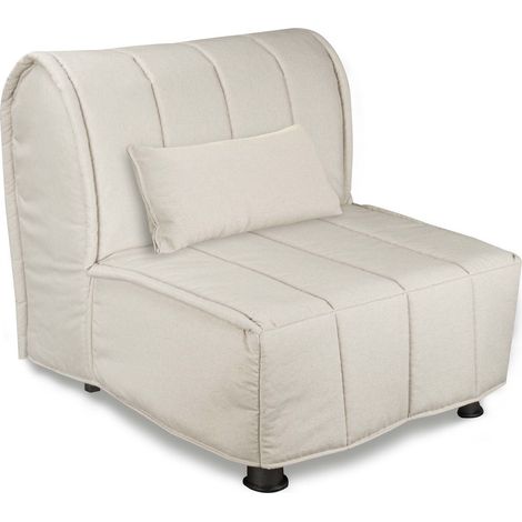 EVERGREENWEB - Divano letto Materasso singolo 80x190 in Waterfoam Ortopedico Prontoletto con Rivestimento sfoderabile e lavabile Cuscini supersoft abbinati color PANNA- Evening (1/3)