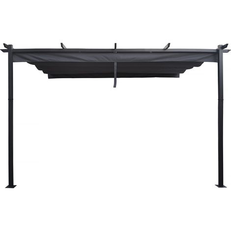 Anbaupergola aus Aluminium mit ausziehbarem Dach- 3 x 4 m - Grau