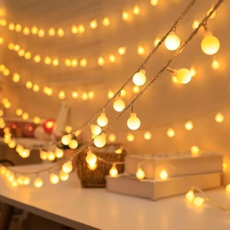 Globe String Lights, 6M 40 LED Battery Operated Fairy Lights, 2 Modes Monochrome and Bright Indoor Light String, Christmas Decoration Wedding Birthday Party Garden Bedroom-Warm White (1/5)