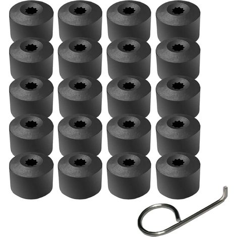 20 cache-écrous de roue 17 mm + outil de démontage, compatibles avec VW Jetta, Beetle, Passat GTI, CC, boulon de roue 1K0 601 173 (noir) (1/5)