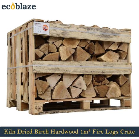 Ecoblaze Kiln Dried Birch Hardwood Firewood Logs 1m³ Crate for Wood Burner & BBQ (1/5)