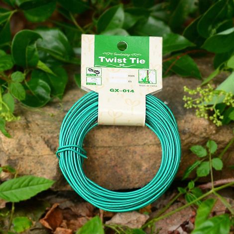 Fil de fer vert torsadé de 15 m pour plantes, idéal pour le jardinage et le tuteurage. (1/4)