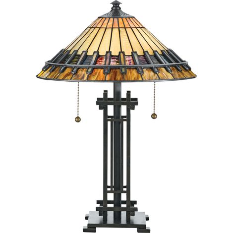 Elstead Chastain - Lampe de bureau Tiffany à 2 lumières, bronze vintage, E27 (1/6)