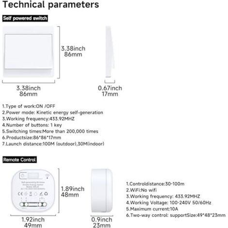 EU interrupteur sans fil sans piles kit interrupteur sans fil autoalimente va et vient sans fil sans pile radio interrupteur a distance eclairage domestique wireless switch (EU 1Gang 2V1 a) (1/4)