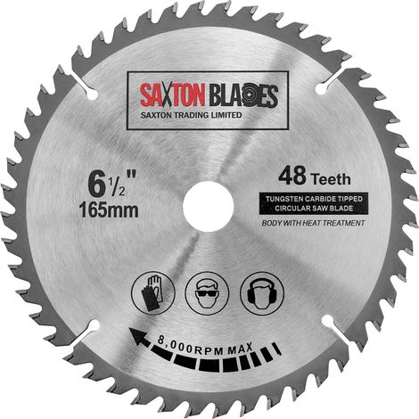 Saxton TCT lame de scie circulaire pour le bois 165 mm x 20 mm (16 mm bague) x 48 dents compatible avec Bosch Makita etc (1/5)