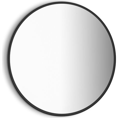 Emuca Espejo de baño Zeus con iluminación LED decorativa y marco negro, diámetro 80cm, AC 230V 50Hz, 12W, Aluminio y Cristal - (1/5)