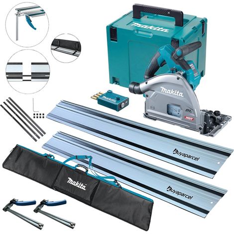 Makita SP001GZ03 40v XGT MAX Brushless Plunge Cut Saw 2x1.5m Guide Rail QR Clamp