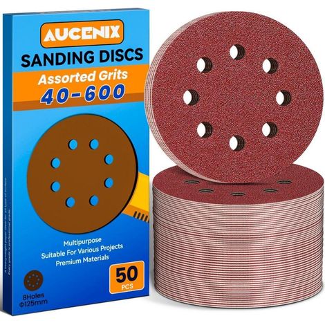 Schleifscheiben Klett 125 mm 8 Loch 50 Stück Körnung 40-600 (1/5)
