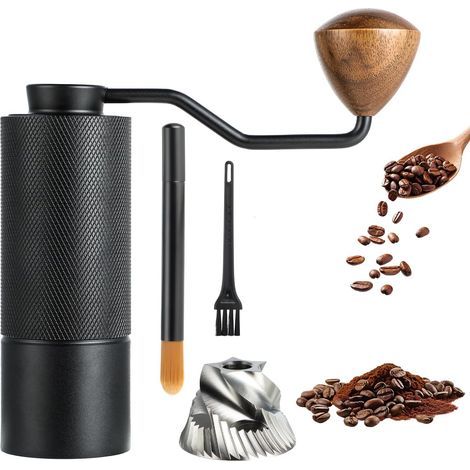 Moulin à café manuel, moulin à café à meules coniques en acier inoxydable, moulin à café portable et compact, idéal pour l'espresso et la cafetière à piston. (1/5)