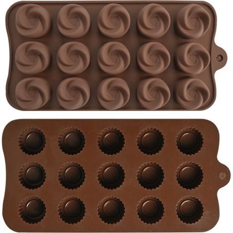 Moule à biscuits en silicone pour 2 pièces de chocolat, idéal pour les restaurants et les familles.