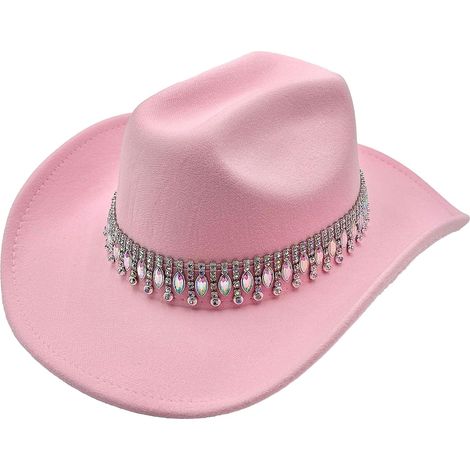 Chapeau de cowgirl brillant à strass - Chapeau western rétro à sequins à large bord, panama unisexe pour femmes et hommes (1/5)