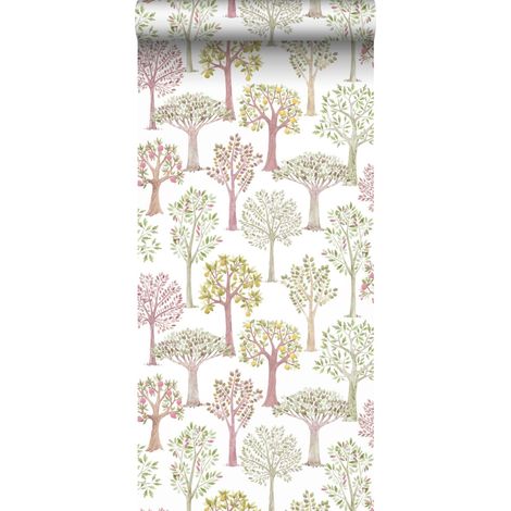 papier peint forêt rouge, vert et blanc - Sanders & Sanders (1/5)