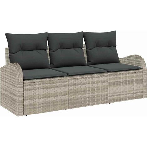 Maison Exclusive - Gartensofa-set Hellgrau Poly-Rattan