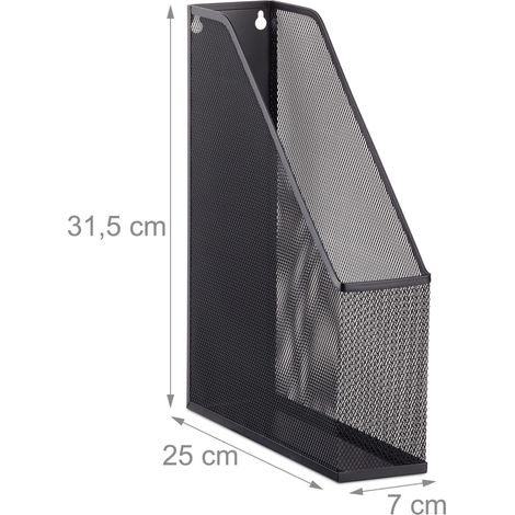 Portariviste in metallo per ufficio porta documenti 31,5 x 7,2 x 25 cm design lineare in metallo nero 130006187
