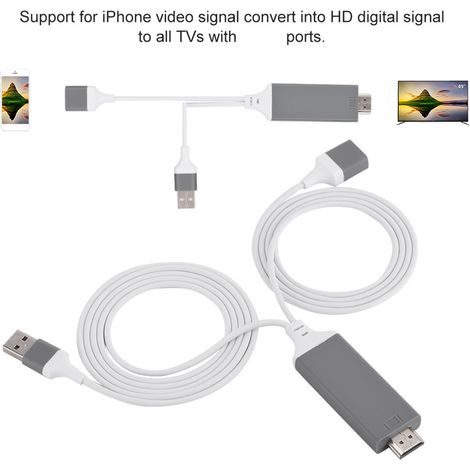 Câble HDMI pour téléphone (3 couleurs) - Adaptateur AV numérique 1080p Plug & Play pour iOS et Android (blanc) (1/5)