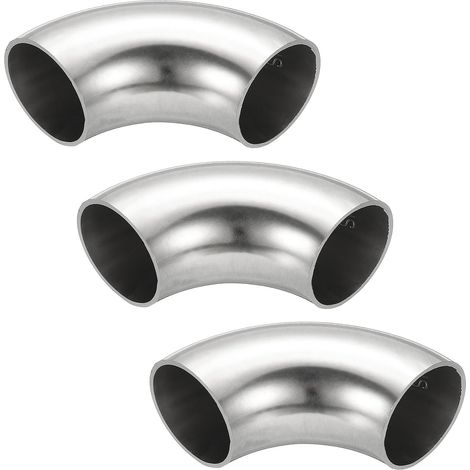 3pcs Coude En Acier Tuyau Coudé en Acier Inoxydable à 90° 30mm OD Échappement Coude Raccord Tuyauterie Échappement Pour Exhaust Pipe Stair Handrail HVAC (1/5)