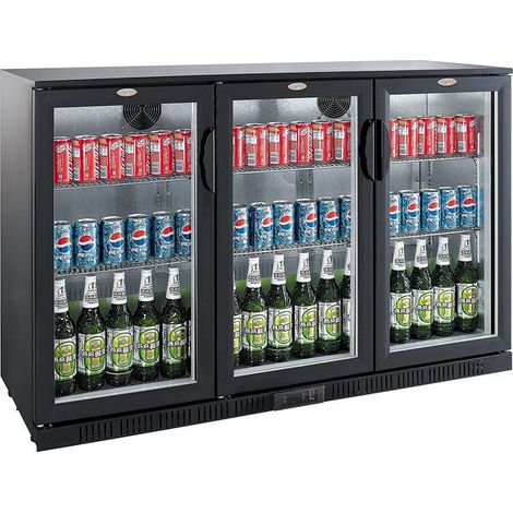 Arrière Bar Réfrigéré Noir 3 Portes Vitrées - 330 Litres - Combisteel (1/2)