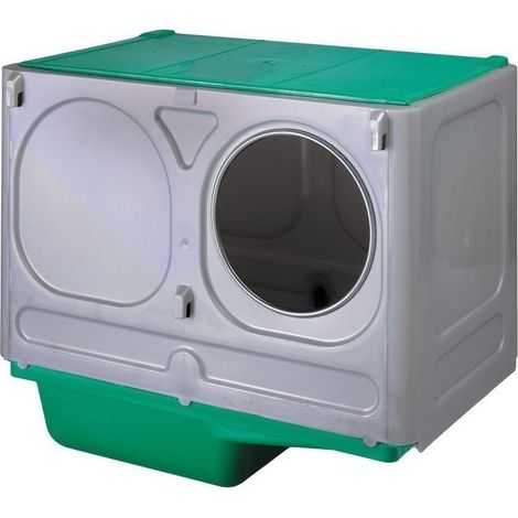 Nid pour lapins 43x28x37 cm – Plastique résistant – Protection anti-morsure en acier inoxydable – Diamètre d'entrée 140 mm