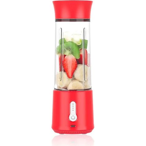 Mixeur portable rechargeable USB 6 lames rouge - presse-agrumes smoothie maker pour voyage (1/5)
