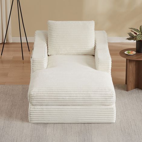 Fauteuil de sol convertible en velours côtelé avec mousse haute densité, coussin amovible et poches latérales pour salon (1/5)