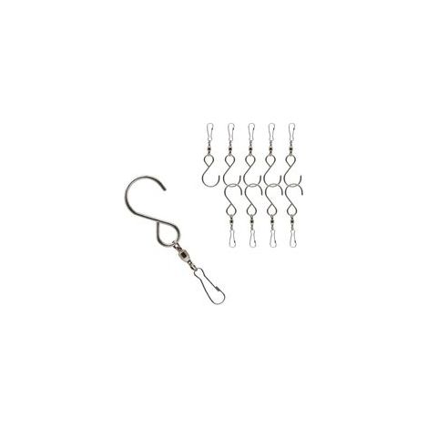 10 Stück drehbare Haken mit Clips, Edelstahl-Windspiel-Haken für Vogelhäuschen, Hängelampe, hängender Blumenkorb (Silber)