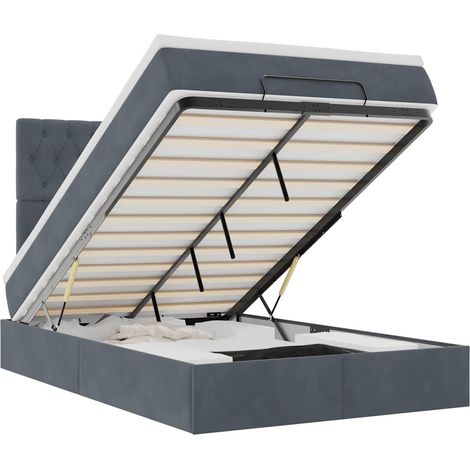Maison Exclusive - Ottoman-Bett mit Matratzen & LEDs Dunkelgrau 1