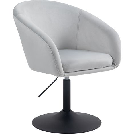 Fauteuil lounge SVITA JAMAIKA en velours gris clair – Hauteur réglable 73-89 cm – Siège pivotant avec accoudoirs – Confort et design moderne