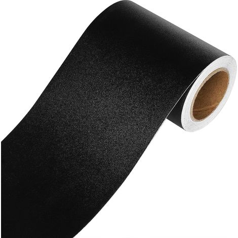 Bordure de Papier Peint Autocollant Noir Matt 7.6x600cm Frise Murale Adhesive en PVC Noir Plafond Bordure de Papier Peint Adhesif Couleur Uni pour Plafond Armoires Décoration de Cadre Miroir (1/5)