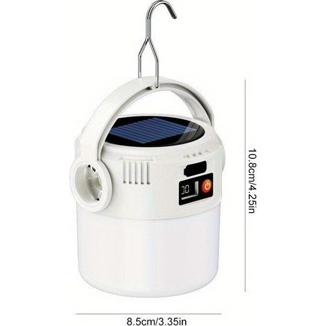 Lampe de Camping 2-en-1 Solaire & USB – Lampe Suspendue Portable avec Torche COB LED Haute Puissance pour Extérieur et Urgences (1/5)