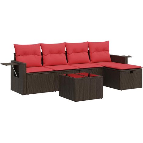 vidaXL Set Divano da Giardino 6 pz con Cuscini Marrone in (1/5)