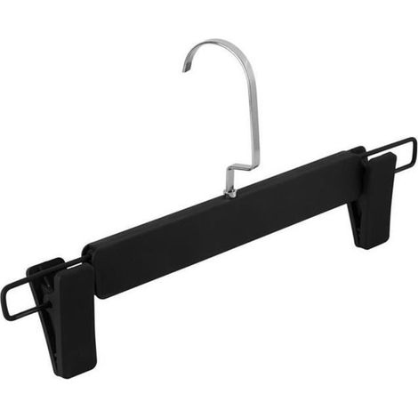 Cintre de Pantalon en NOIR MAT – Lot de 10 Cintres en Plastique et Métal pour Pantalons et Jupes avec Crochet Pivotant (1/4)
