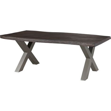 Baumtisch Mango 240x100x77 grau lackiert / X-Beine silber matt FREEFORM 5