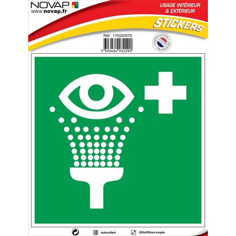 Panneau Rinçage des yeux - Vinyle adhésif 200x200mm - 4032290