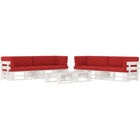 6-tlg. Paletten-Lounge-Set Weiß Imprägniertes Kiefernholz (1/5)
