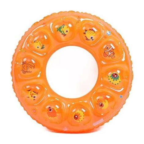 Bouée gonflable double couche orange et épaisse pour enfants, anneau en cristal, jouet de natation double air pour la taille (1/2)