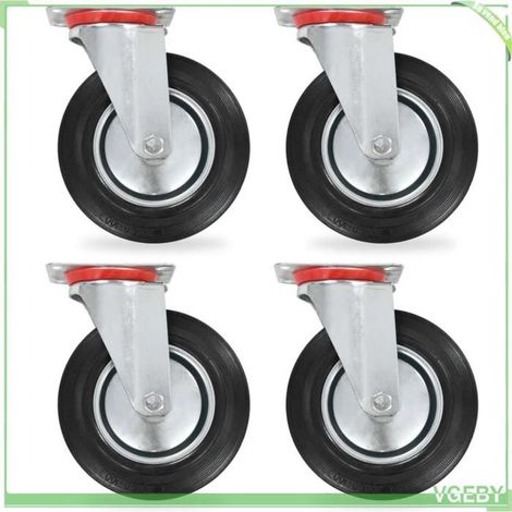 Roulettes pivotantes - 143454 - 200 mm - Caoutchouc silencieux - 180 kg (par roulette) (1/5)