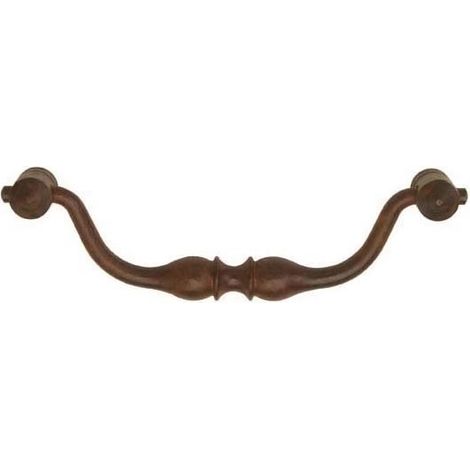 Poignée tombante fer rouillé - Entraxe : 115 mm - Hauteur : 36 mm - Epaisseur : 20 mm - Décor : Rouillé ciré - DUBOIS (1/2)