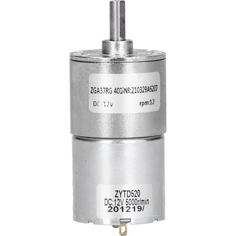 DC 12V geared motor, high torque electric micro-reduction gear motor, center output shaft 37mm diameter gearbox ZGA37RG 12R-12V (1/5)
