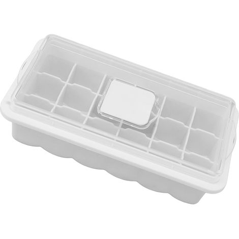 Moule à glaçons en silicone à démoulage facile, 18 glaçons, avec couvercle transparent, blanc, idéal pour whisky, thé au lait et autres préparations. (1/5)