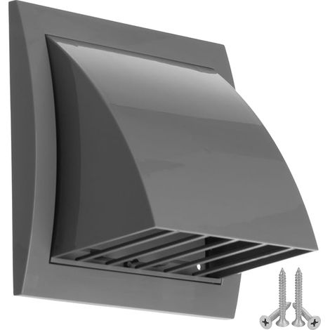 150 x 150 mm/Diameter 100 mm Grey Air Vent Grille with Check Valve ABS Plastic Ventilation Grill Protects Facade Prevents Entry Cold Air (1/5)