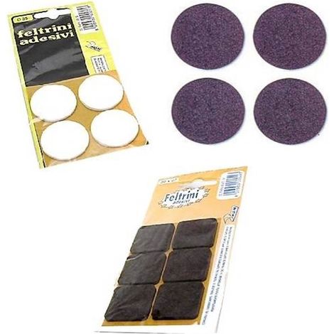 2 Confezioni Feltrini Per Sedie Adesivi Quadrati Tondi Bianchi Marroni - Taglia: 20 - Colore: Marrone