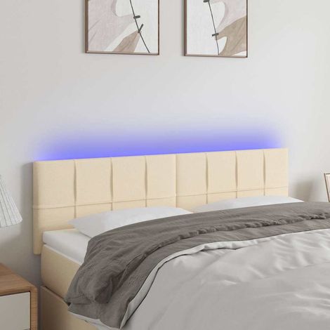 vidaXL Cabecero con LED de tela color crema 144x5x78/88 cm (1/5)